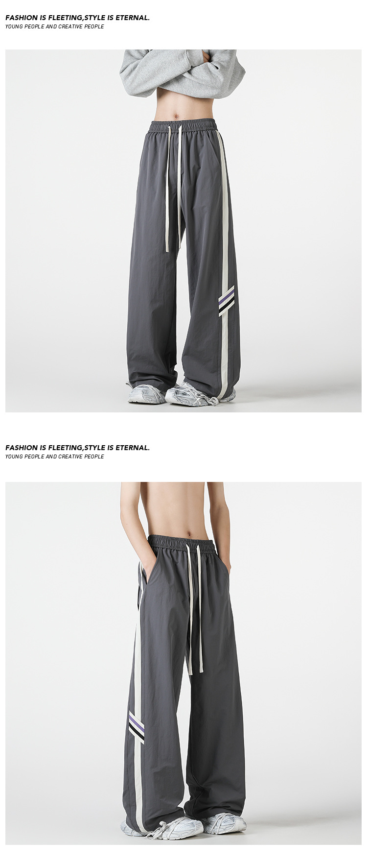 Pantalon rayé homme décontracté coupe droite tendance chic_voghion.com