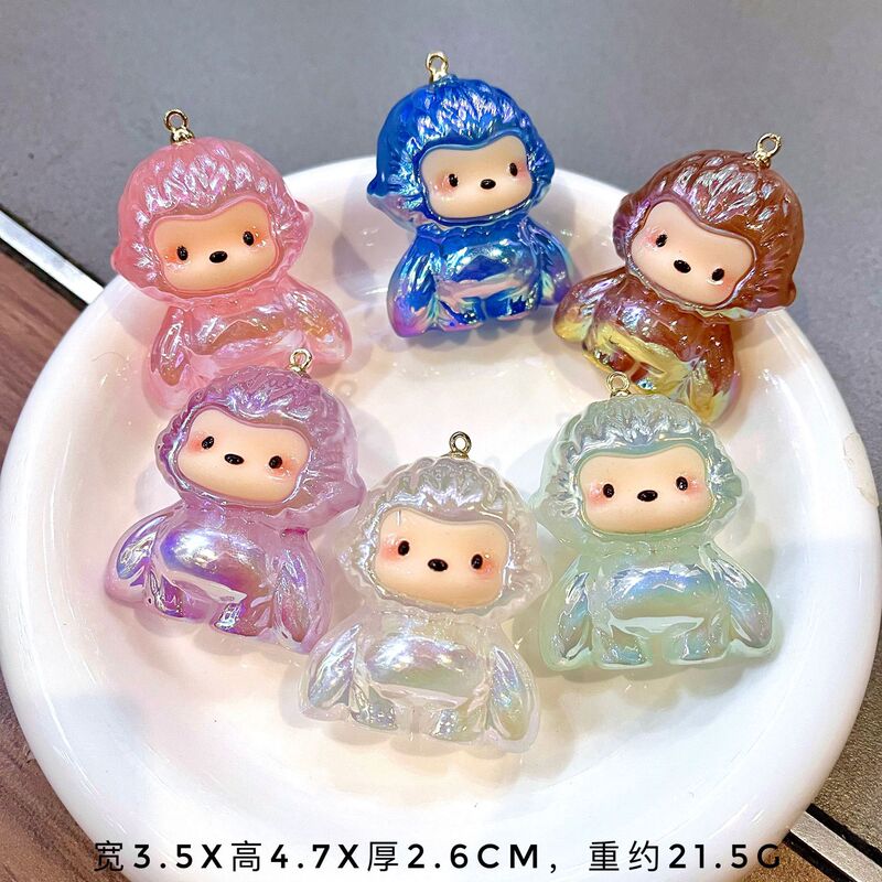 Acrylic Color-Plated Fine Glitter Cute Gorilla Figurine Cartoon Creative Monkey Animal Children's Toy Electroplated Pendant