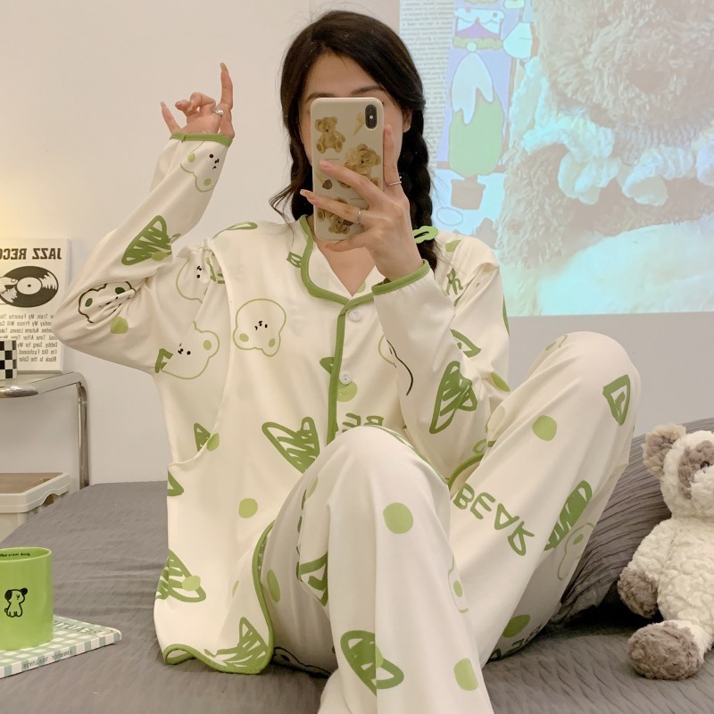 夏の薄いタイプの産後の月子服の妊婦の授乳パジャマの女性の春秋の通気性の吸汗産婦の授乳の大きいサイズのスーツ|undefined