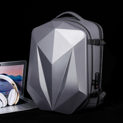 Cross-border 2024 New Korean Version Large Capacity Hard Shell Laptop Bag Laser Mesh Business Dual Shoulder Bag Men's Backpack