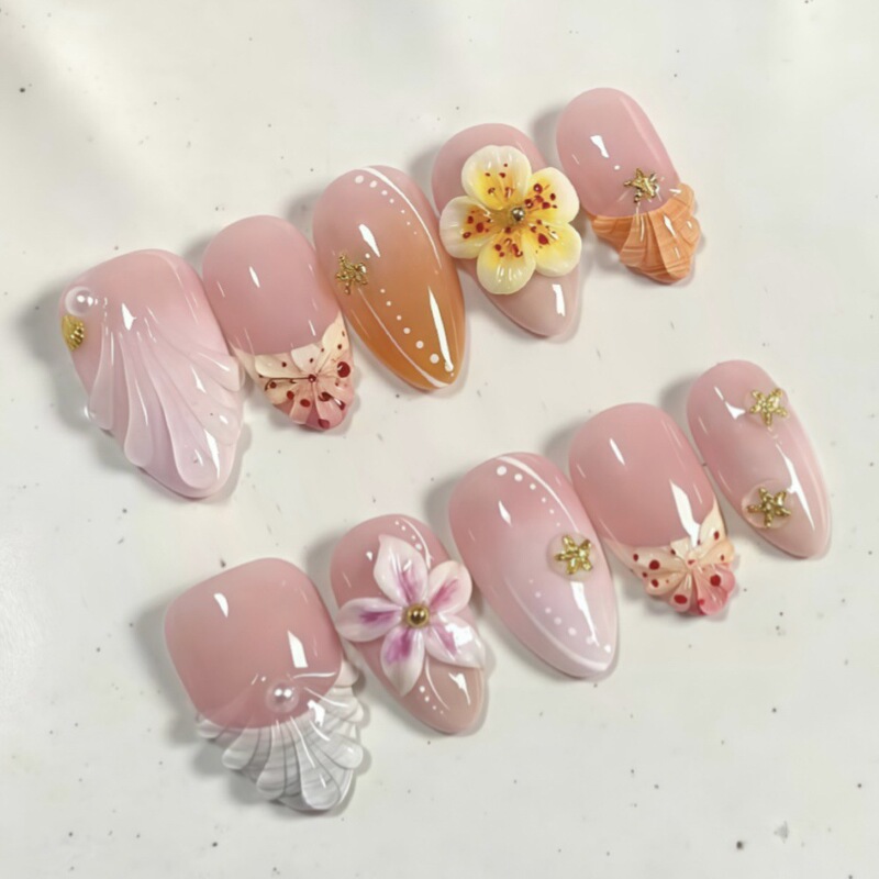 High-Quality European and American French-Style Holiday-Style Wearable Nails, Cross-Border Bestseller, Ultra-Short Almond-Shaped 3D Nail Stickers for Sweet Girls High-Quality European and American French-Style Holiday-Style Wearable Nails, Cross-Border Bestseller, Ultra-Short Almond-Shaped 3D Nail Stickers for Sweet Girls
