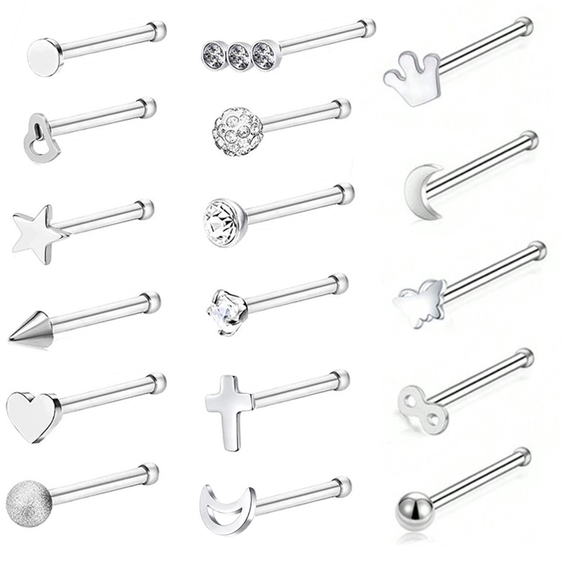 Edelstahl Nasenstecker Mit Herz Und Mond Motiv 20g Piercing_voghion.com