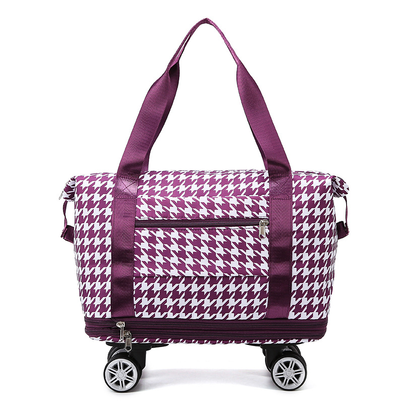 Nuevo bolso de viaje expandible de doble capa de separación en seco y húmedo de gran capacidad transfronterizo, bolso de equipaje con rueda universal portátil para mujer