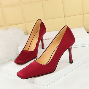 7731-1 Korean version of fashionable and minimalist high heels, slim heels, super high heels, shallow cut square toe sat