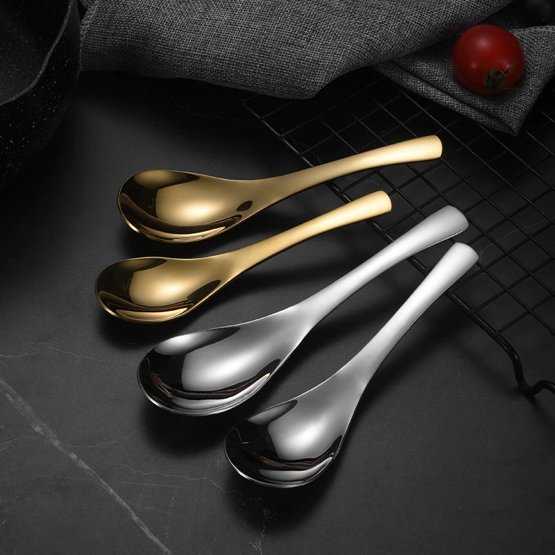 Ложка из нержавеющей стали 304 в дворцовом стиле, глубокая ложка для супа в китайском стиле, бытовая посуда, ложка с круглым дном, обеденная ложка, ложка для супа.