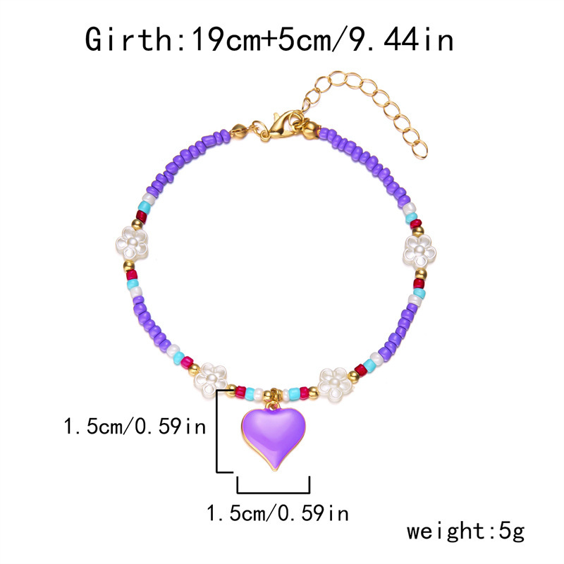 8g Weight Anklet Classification 1 Piece Quantity Holiday, Beach Occasion Seed Bead Material Heart Shape Pattern All Seasons Season Women's Gender Simple Style, Classic Style Style Wholesale Jewelry Simple Style Classic Style Heart Shape Seed Bead Anklet 无