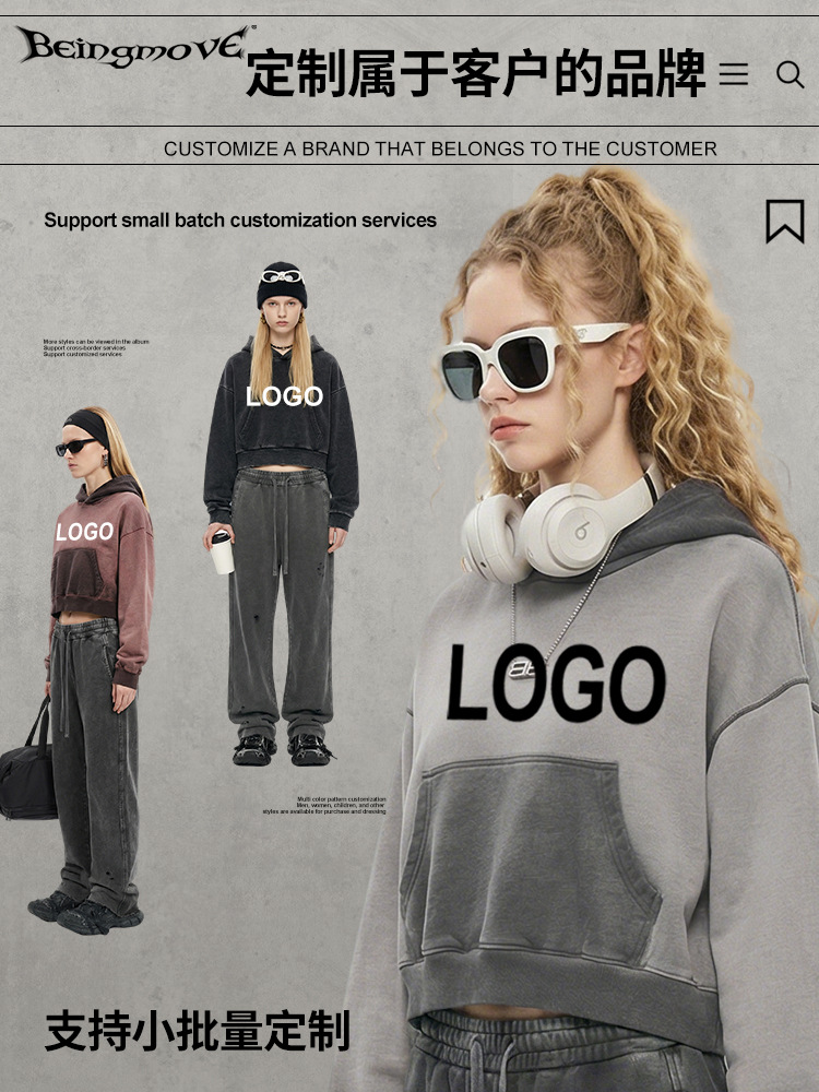 Impresora de marcas| 2025 otoño invierno marca de moda suelta encapuchado corto camiseta deportiva de mujer running hoodie