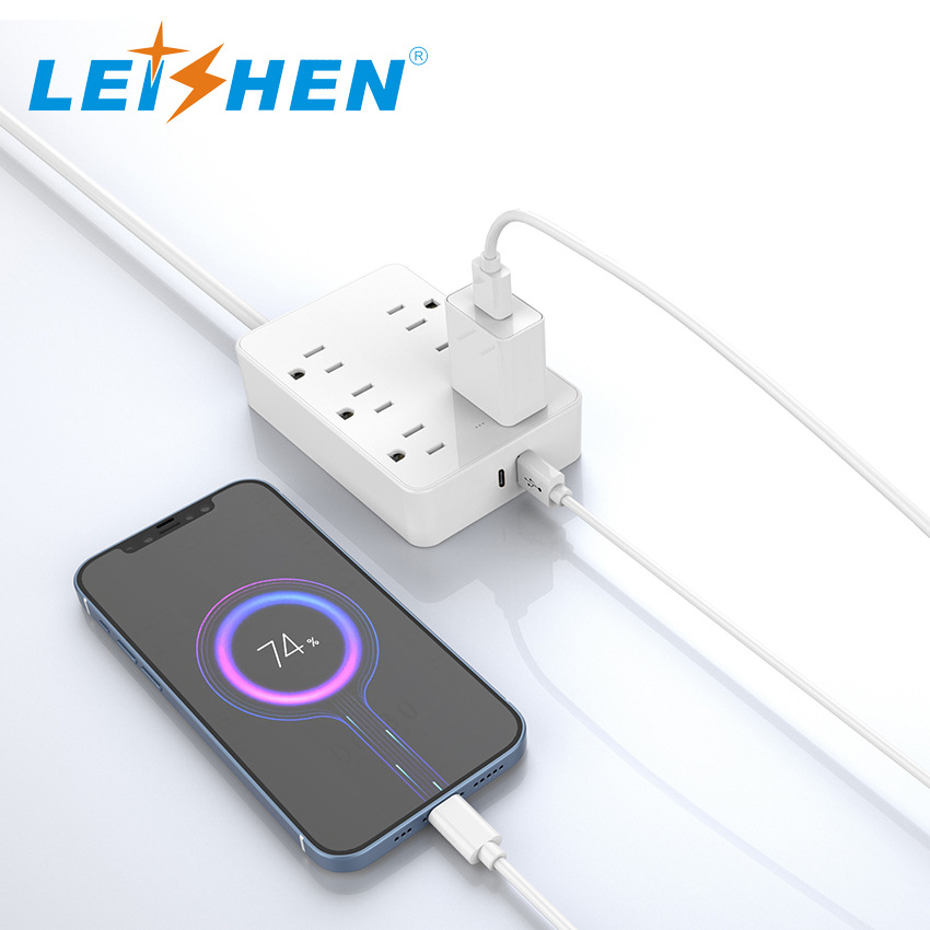 美规插线板 家用接线电源插座 2USB+TYPEC 美式桌面插排排插