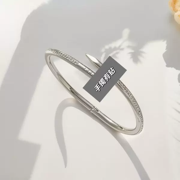 30 B-D-5 Circle Drilling Nail Bracelet Steel color