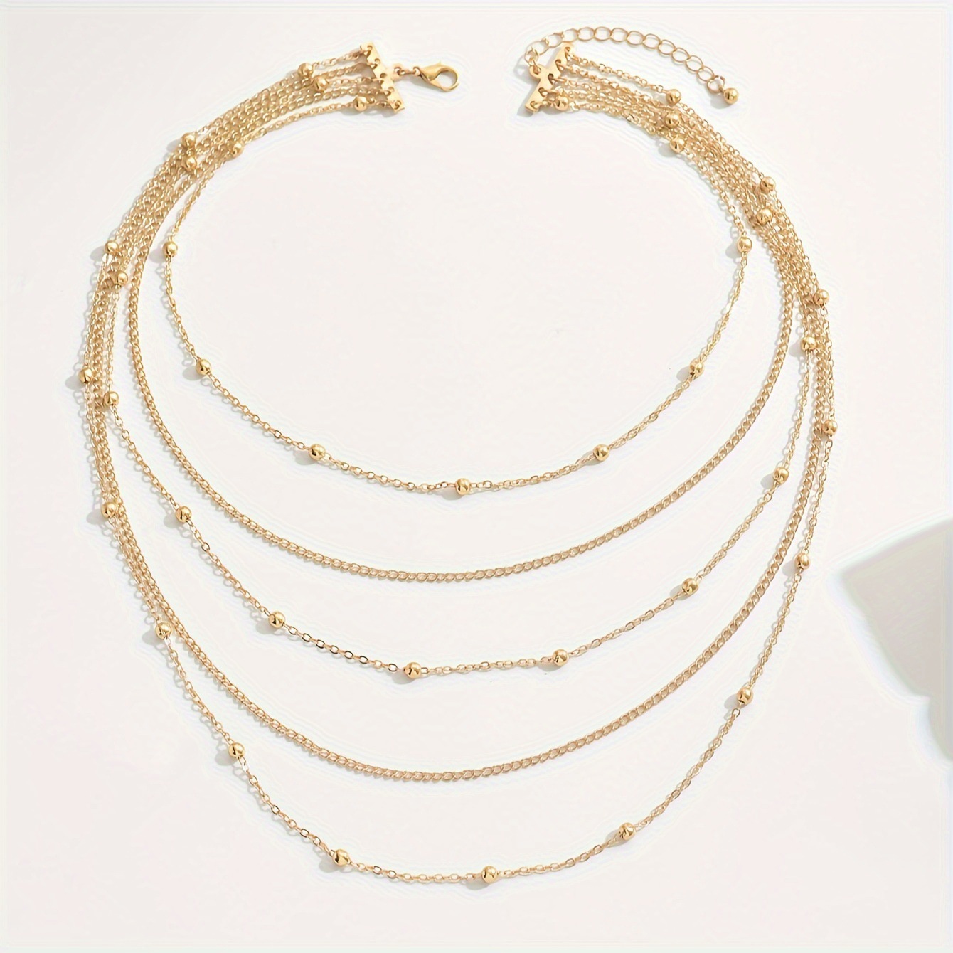 Multi-layer Beaded Necklace For Women Vintage Style Gold Chain_voghion.com