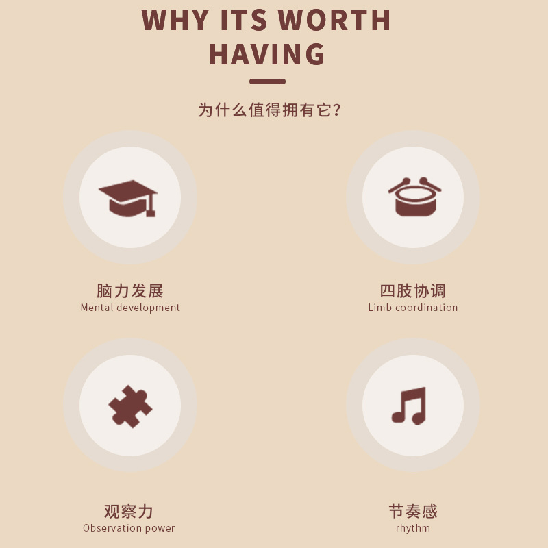 Pescado de madera creativo con hilo educación temprana juguetes educativos de madera solo tubo de sonido niños bebé golpeando instrumento de percusión