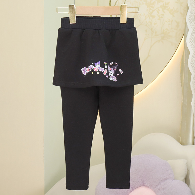 2024 새로운 가을 | 겨울 소녀 기모 두꺼운 CULOTTES 어린이 가짜 투피스 소녀 스커트 조커 서양식 BOTTOMING