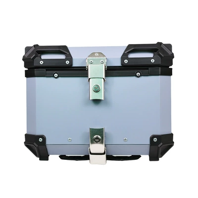Cross-Border Universal 45L Motorcycle Trunk, Thickened Aluminum Alloy with Rounded Corners, Full Aluminum Alloy Tail Box for Motorcycle (Motorcycle trunk) - 45l-grey-blue-tail-box