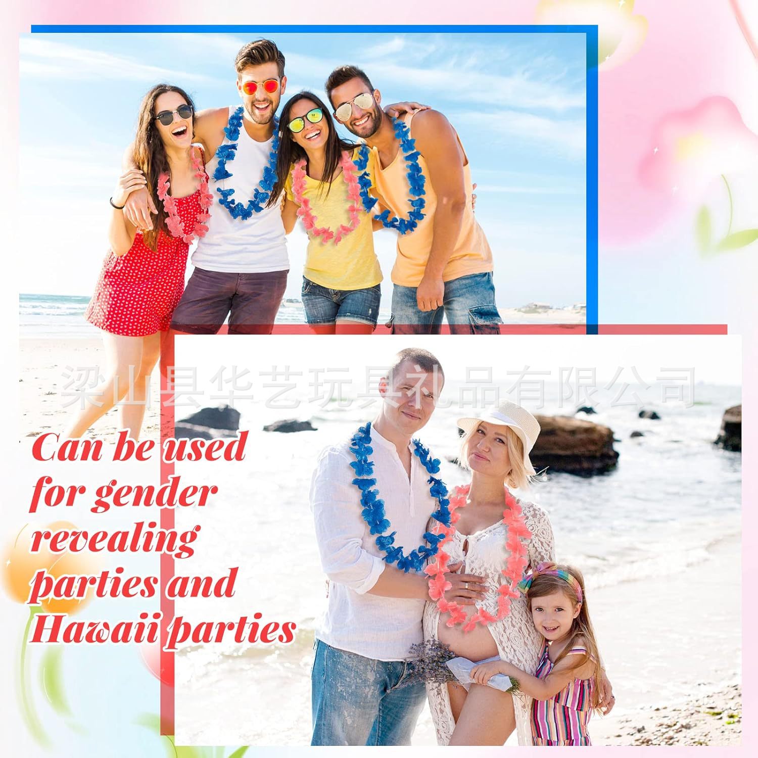 Guirlanda de flores rosadas y azules para baby shower baby revelar sexo Guirlanda al por mayor