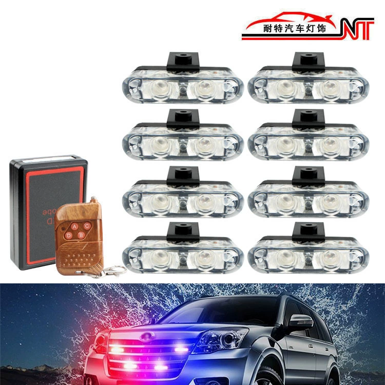 Беспроводной пульт дистанционного управления 48 светодиодов один-восемь светодиодов Автомобильная сеть взрыв мигающий свет сигнальная лампа решетка клип свет 8*2 светодиода