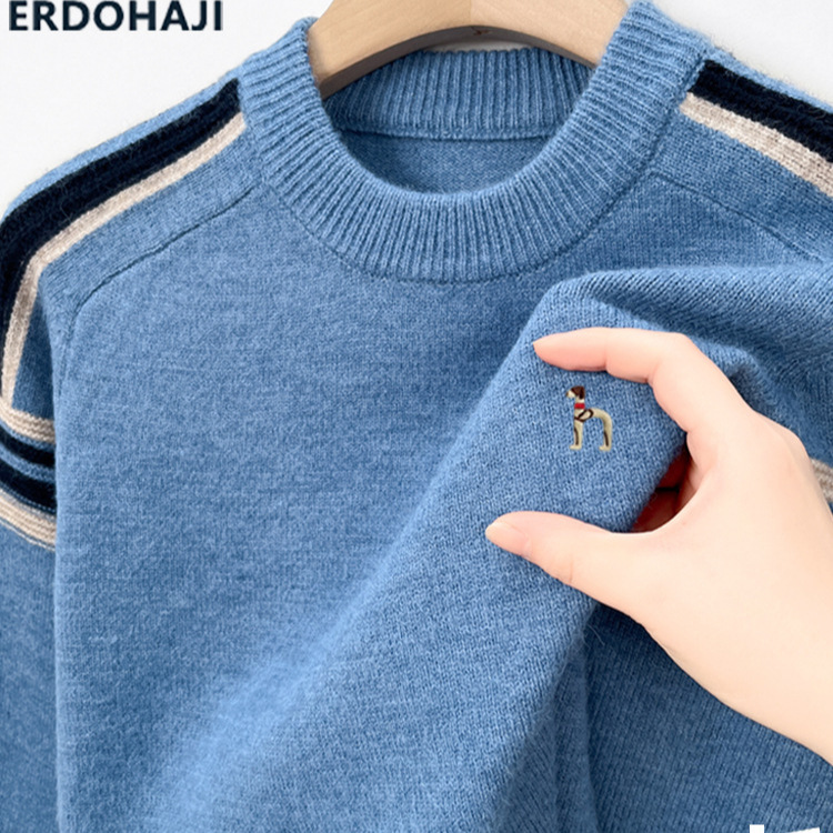 Outlet Clearance | Authentic Round Neck Cashmere Knitwear 2024 New Men's Wool Base Shirt