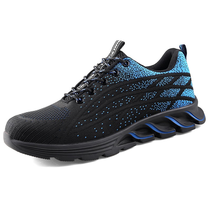 Verano transfronterizo anti-aplastante puntera de acero zapatos de protección laboral de los hombres zapatos de trabajo ligeros ZAPATOS DE TRABAJO transpirable Flyknit deportes sitio de construcción zapatos de protección