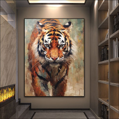 Factory wholesale modern tiger living room decoration painting animal hanging painting tiger entrance corridor aisle door crystal porcelain painting