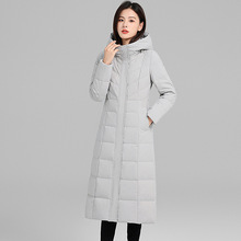 正品外贸羽绒服女冬季长款过膝新款保暖加厚国标90白鸭绒时尚外套