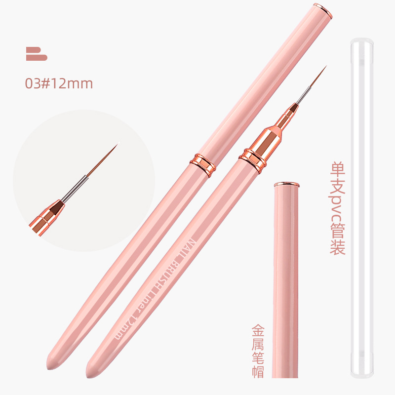 Tubo de aguja personalizado traje de pluma de dibujo de uñas Rosa varilla de metal muy fino bjd pluma facial hecha a mano pluma de dibujo al por mayor