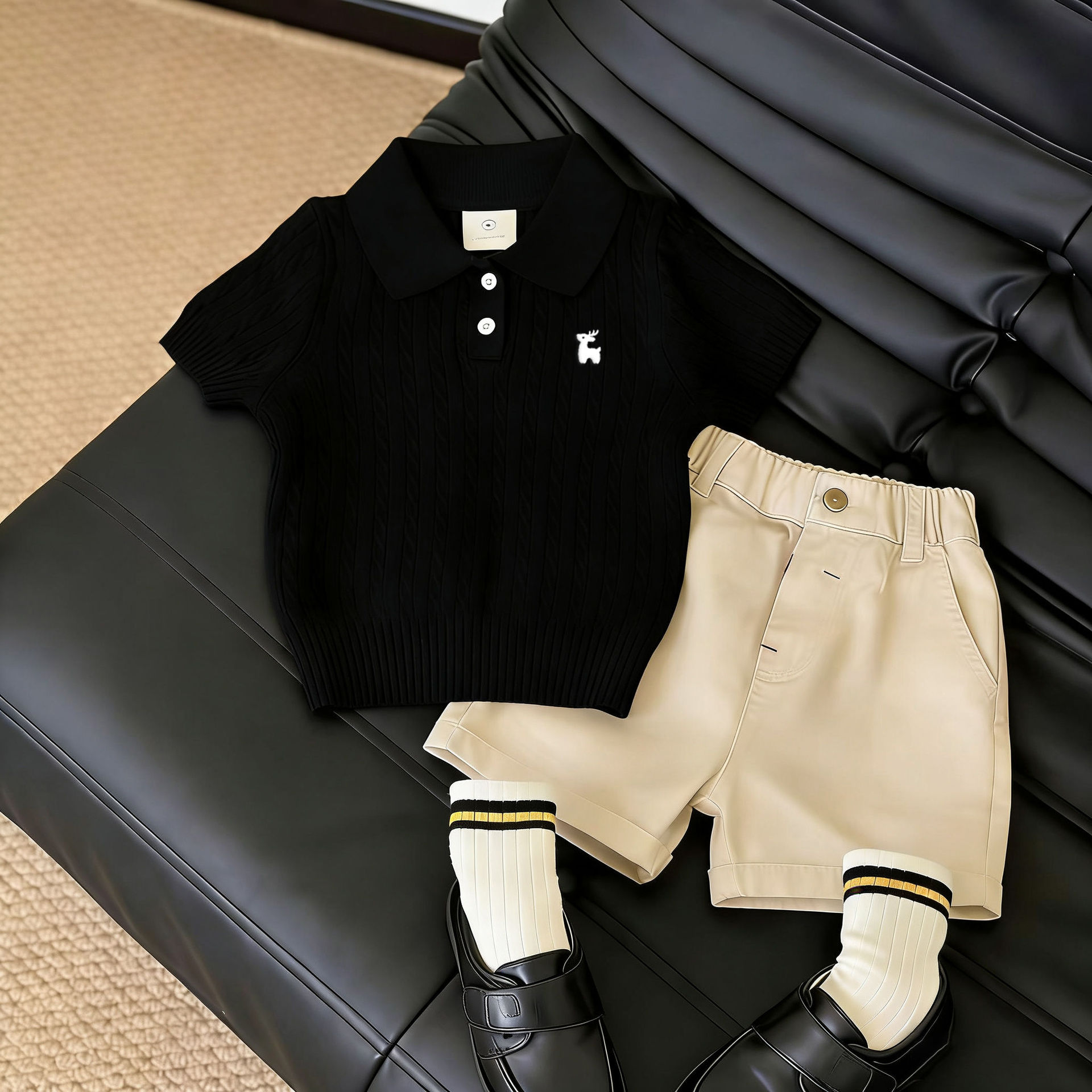 Koreanisches Dopamin Polo Shirt Mit College Pullover Set Für Kinder_voghion.com