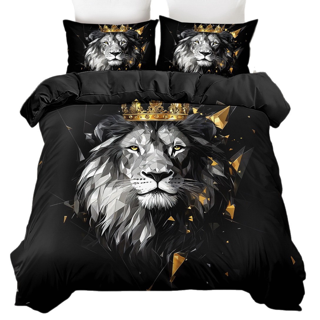 TEMU / JIT transfronterizo abrasivo textil doméstico impresión digital león colcha de cama Kit piel transpirable para diseñar