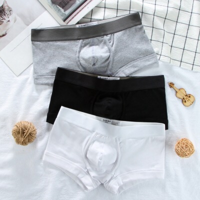 Men's underwear pure cotton boxer briefs low waist sexy U convex solid color youth sports boxer shorts trendy and simple