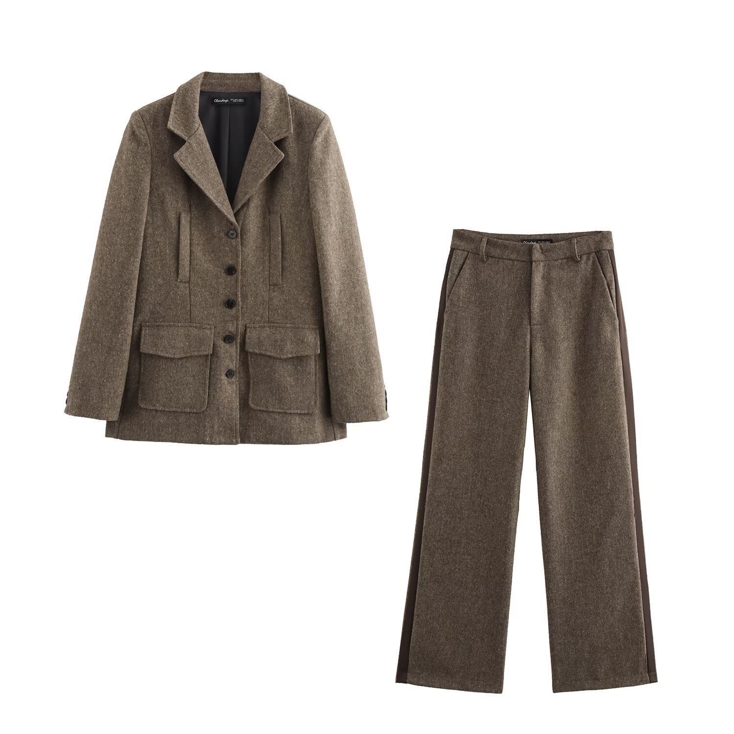 Damenbekleidung 2024 Herbst/Winter neue Mischung Slim Fit Anzugjacke Hosen Set_voghion.com