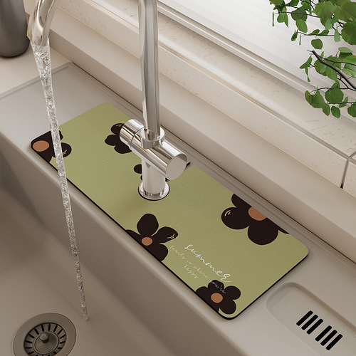 Kitchen countertop faucet absorbent mat colorful bathroom sink diatom mud draining quick-drying mildew-proof mat