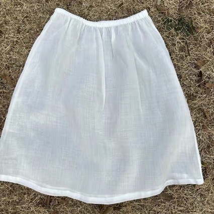Summer pure ramie skirt, cotton-linen petticoat, elastic waist, loose fit, anti-transparent, anti-static, horsehair skirt for layering