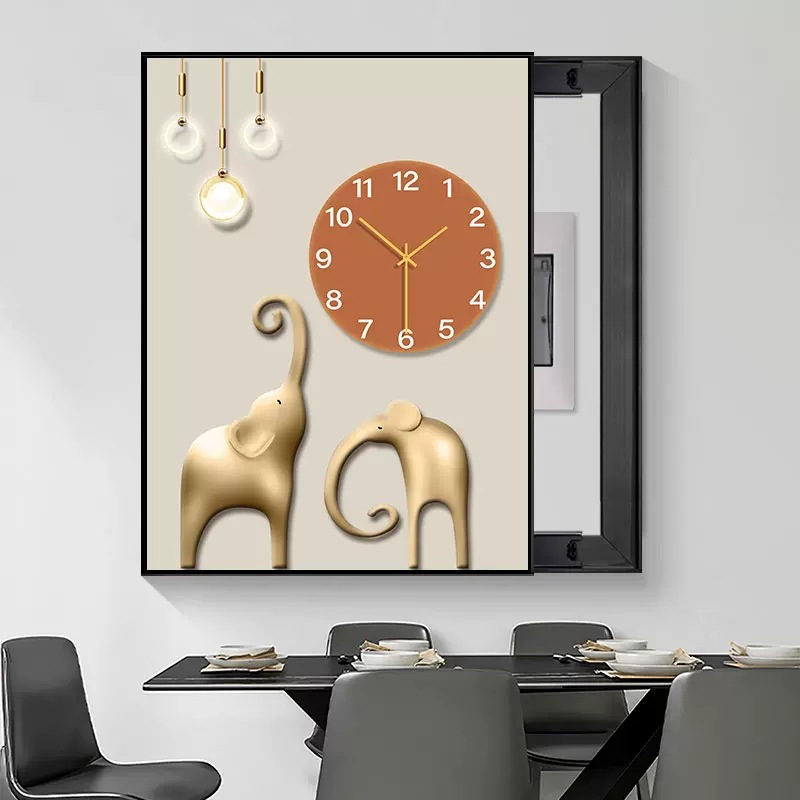 Caja de medidor moderna de lujo ligero pintura decorativa que cubre elefante interruptor principal caja de alimentación caja de freno eléctrico pintura colgante de alta gama pintura push-pull pintura