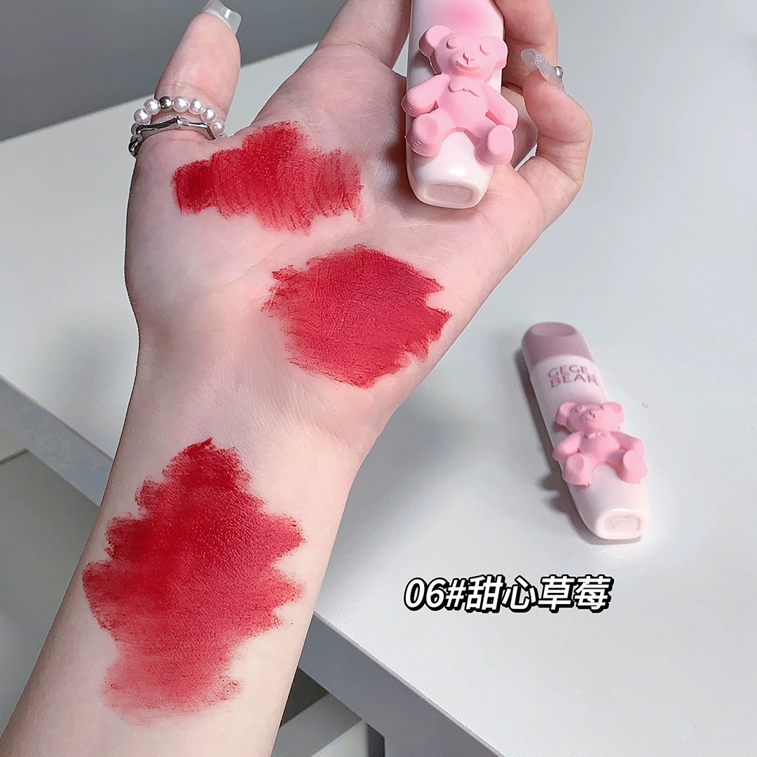 Блеск для губ Gegebear Gogo Bear Tender Color Matte, воздушно-мягкий туман, лип-муд для девушек, бархатная текстура в макияже
