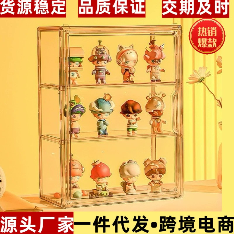 Коробка для хранения фигурок Labubu, прозрачный акриловый витринный шкаф для игрушек с отделениями, можно крепить на стену