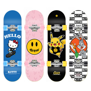 Fashion brand skateboard foreign trade one-piece delivery professional four-wheel maple wood teenagers children adult double rocker in stock wholesale