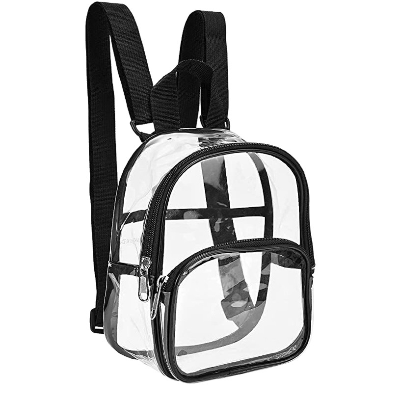 Amazon PVC mochila transparente mini portátil estudiante mochila al aire libre estadio visual en stock