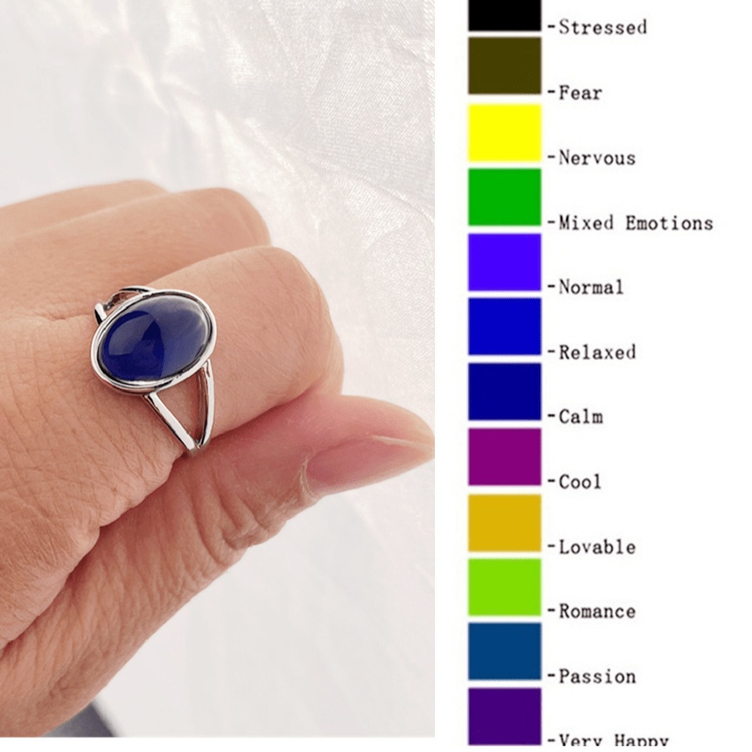 Cross-border supply for explosive temperature-sensitive color-changing stone ring Europe and the United States retro oval engagement ring