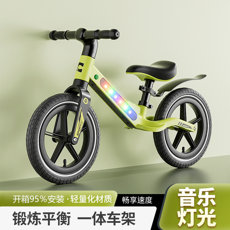 Baby balance bike, música, iluminación, patina, bebés de 1 - 6 años de edad sin pedal, bicicletas de dos ruedas, marco integrado