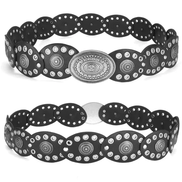 Cross-border European and American retro rivet round cake belt Bohemian fashion corns waist belt all-match Yiwu in stock