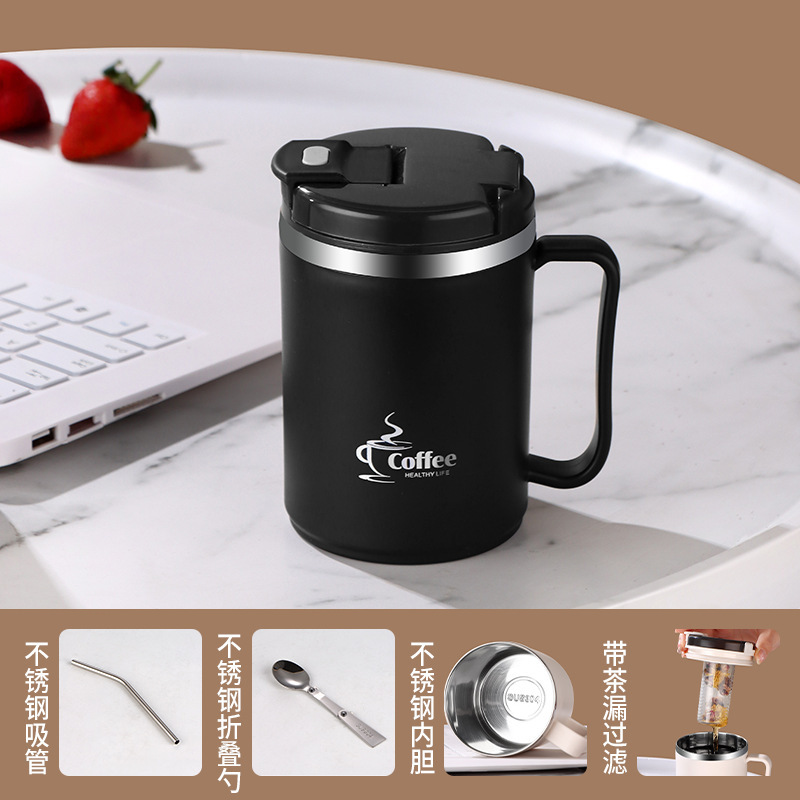 304 acero inoxidable simple taza de automóvil taza de café de gran capacidad taza de separación de té portátil taza de oficina