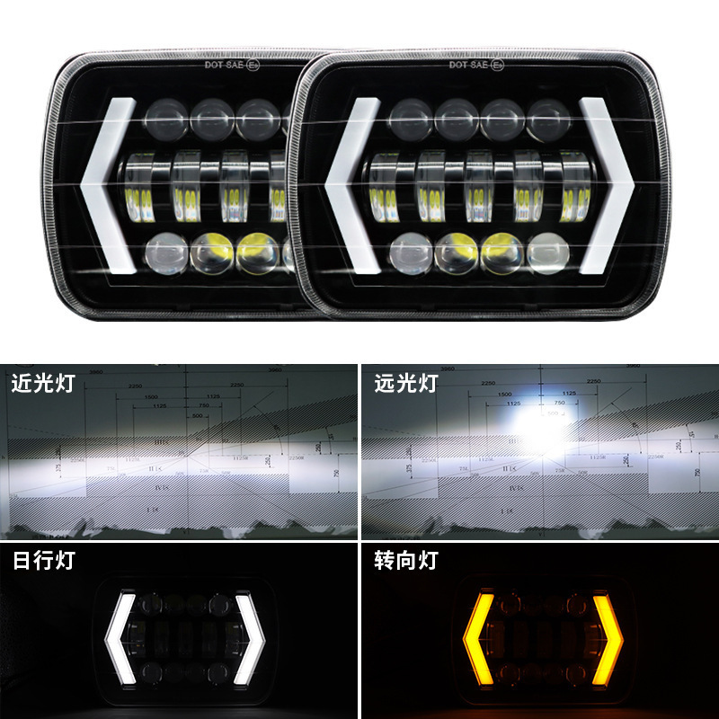 7inch Wrangler White and Yellow Dual-Color Off-Road Vehicle Led Headlights with Lens Led Car Lights Front Headlights