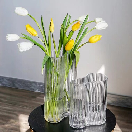 Internet celebrity little feet vase foot printed bottle ins style large diameter entrance high value striped retro decorative vase