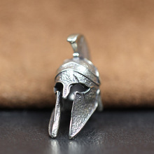 DIY伞绳钥匙扣挂绳吊坠合金古希腊斯巴达战士疤痕头盔黄铜刀珠