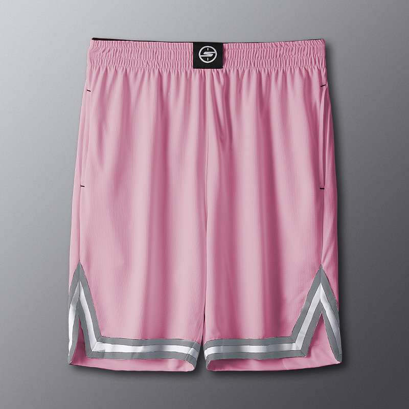 Pantalones cortos de baloncesto hombre sobre la rodilla sueltos pantalones de entrenamiento de verano americano pantalones deportivos de playa rosa
