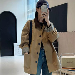 韩版休闲风衣外套女中长款2025春秋新款高级感宽松显瘦小个子大衣