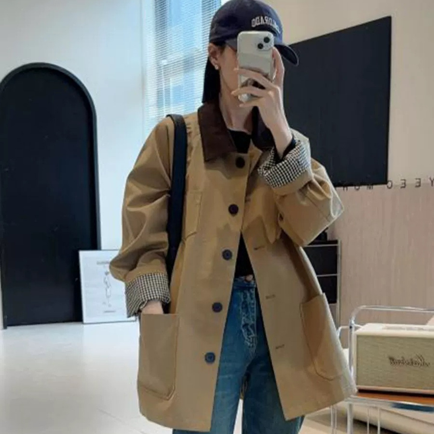 Korean Style Casual Windbreaker Jacket Women's Mid-Length 2025 Spring & Fall New Style High-End Loose Slimming Look Outwear for Small People