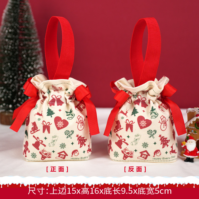 Bolsa de regalo de Navidad, caja de regalo de manzanas para niños, embalaje para Nochebuena, bolsa de regalo de Papá Noel, creatividad en lona navideña