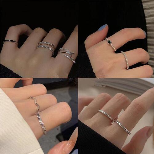 Korean style ins high-end love ring female niche design light luxury versatile cold style open adjustable index finger ring
