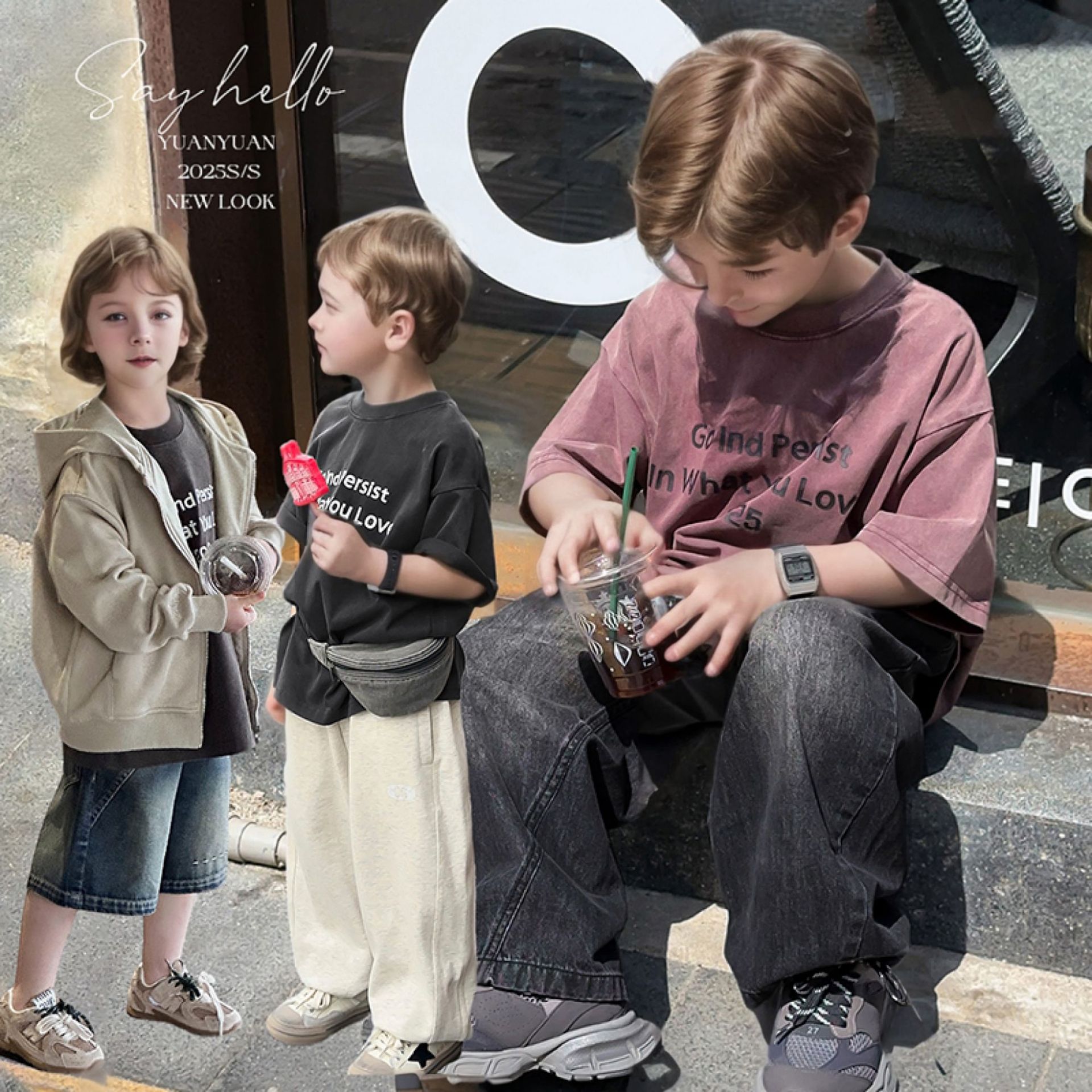 童装2025夏季新款男童短袖儿童t恤半袖圆领宝宝上衣中大童帅气潮