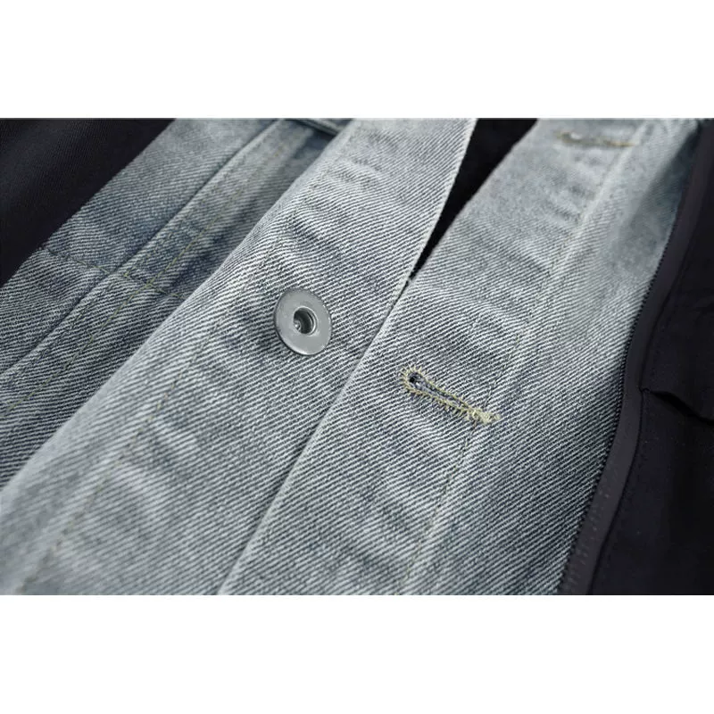 Denim set demi‑season warm jacket, oversize Korean style, layered look, S–3XL