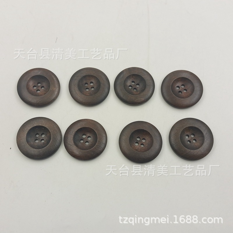 Café de madera/botones de borde redondo de cuatro ojos marrón botones de cuatro ojos decorativos de madera 20/25/50 por paquete